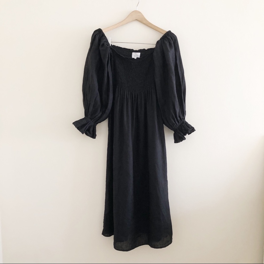 Sleeper Atlanta Linen Dress Black Size Medium